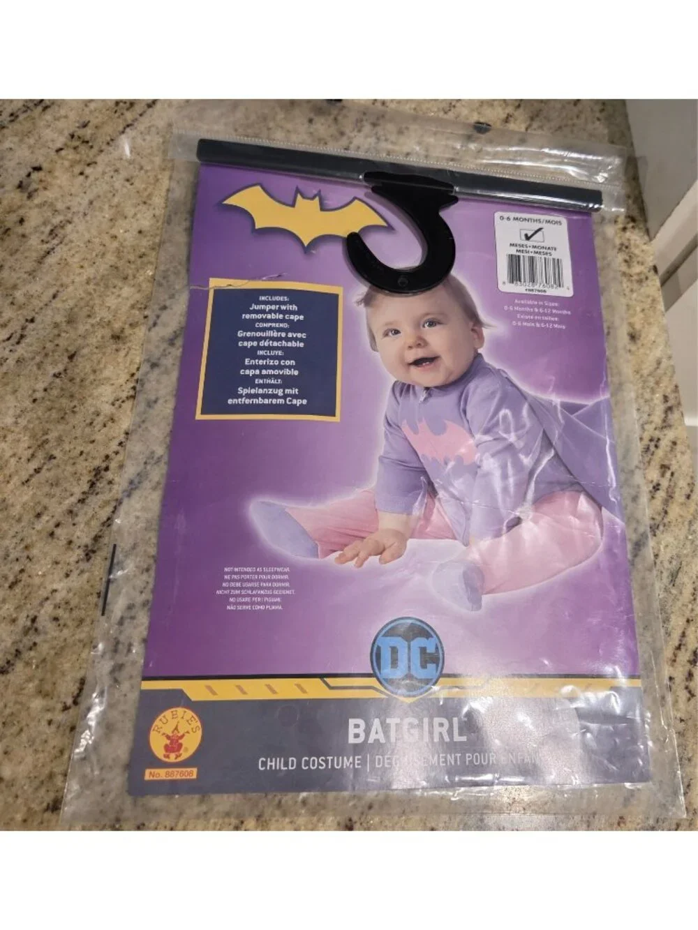 New! Batgirl Costume with Cape Size 0-6 months Pink Purple